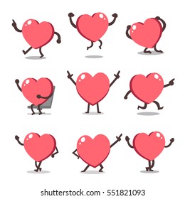 Cartoon heart character poses