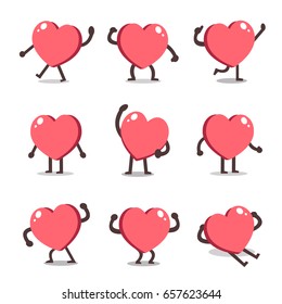 Cartoon Heart Character Poses