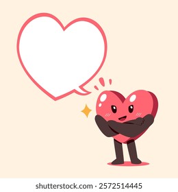 Cartoon heart character with speech bubble for design.