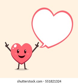 Cartoon heart character with speech bubble