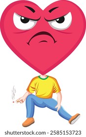 Cartoon of a heart with a cigarette in hand and with a file