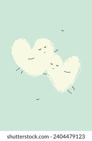 Cartoon heart clouds. Valentine's day greeting card. 