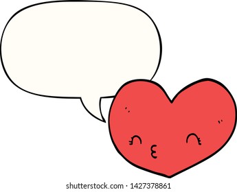 cartoon heart with face with speech bubble