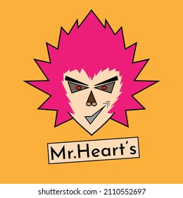 Cartoon with heart face. Vector illustration for t-shirt design