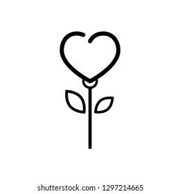 cartoon heart flower outline vector