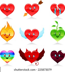 cartoon Heart icon set