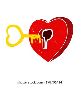 cartoon heart with key