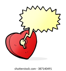 cartoon heart with keyhole with speech bubble