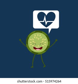 cartoon heart kiwi fruit vector illustration eps 10