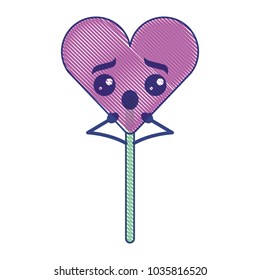 cartoon heart lollipop kawaii character