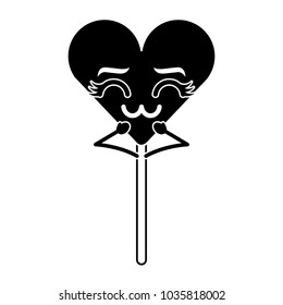 cartoon heart lollipop kawaii character