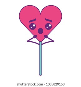 cartoon heart lollipop kawaii character