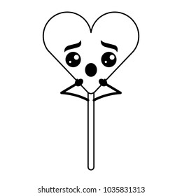 cartoon heart lollipop kawaii character
