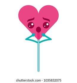 cartoon heart lollipop kawaii character