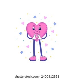 Cartoon heart  on white background.Simple and cute. Valentine's Day card.