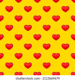 Cartoon heart pixel pattern for game design. Happy valentine day background. Heart icon vector. Vector illustration design.