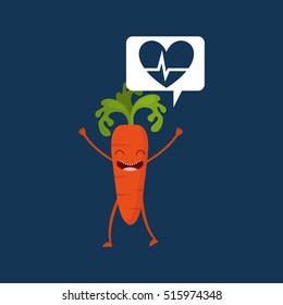 cartoon heart rate carrot vector illustration eps 10