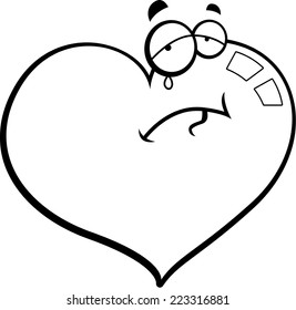 A cartoon heart with a sad expression.