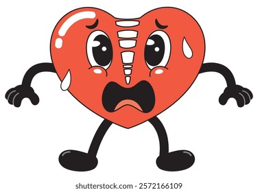 Cartoon Heart with Scared Expression