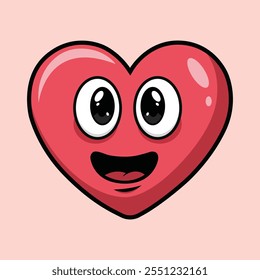 Cartoon heart shape character vector illustrator solid color
