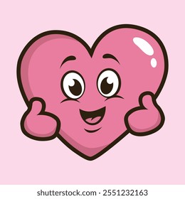 Cartoon Herzform Zeichen Vektor Illustrator einfarbig