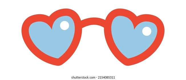 Cartoon heart shape glasses. Vector illustration