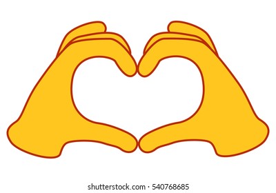 Cartoon heart shape hand gesture. Vector isolated on white background. 