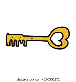 cartoon heart shaped key