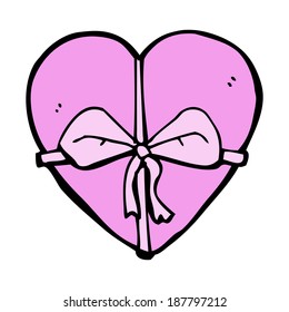 presente en forma de corazón de dibujos animados