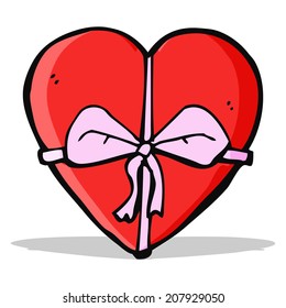 presente en forma de corazón de dibujos animados