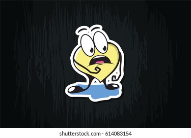 Cartoon heart in shock emotion surprise. Illustration of a red heart with an open mouth in shock, hands holding on to the head. depression
