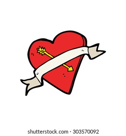 tatuaje cardíaco de dibujos animados