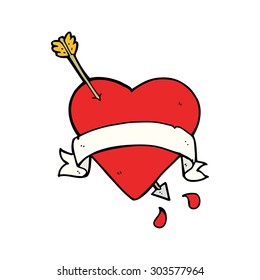 tatuaje cardíaco de dibujos animados