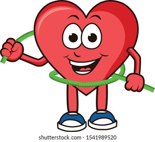 A cartoon Heart that is happy while scaling his weight this cartoon can be use in logo and other illustrations of health care and weight loose businesses.