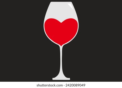 Cartoon Heart in a Wine Glass