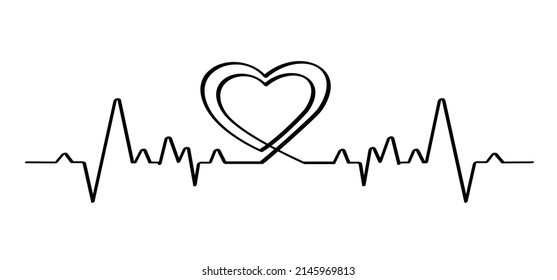 Cartoon Heartbeat Pulse Wave Heart Love Stock Vector (Royalty Free ...