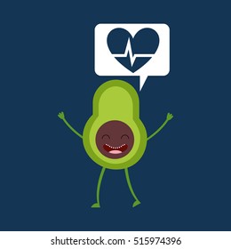 cartoon heartrate avocado fruit vector illustration eps 10