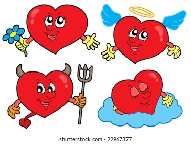 Cartoon hearts collection - vector illustration.