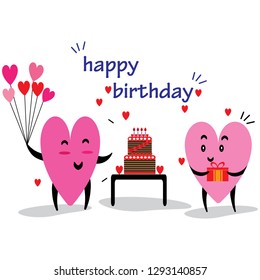 Cartoon hearts funny and cute design. Flat icon. Vector illustration. Good for card, invitations design