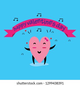 Cartoon hearts funny and cute design. Flat icon. Vector illustration. Good for card, invitations design,Happy Valentine's day vector card