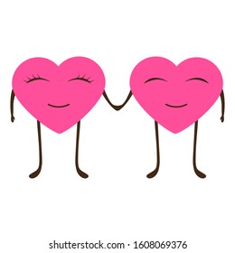 Cartoon hearts man and woman on Valentine s Day. Loving couple in the form of fictional characters