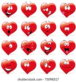 cartoon hearts with many expressions