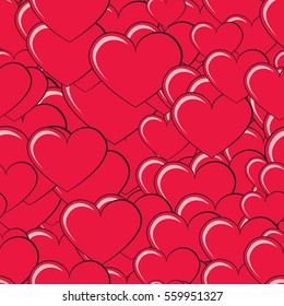Cartoon hearts romantic seamless pattern for Valentine`s Day