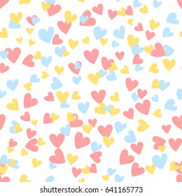 Cartoon hearts seamless pattern. Saint Valentine day symbol background. Vector illustration for any design.