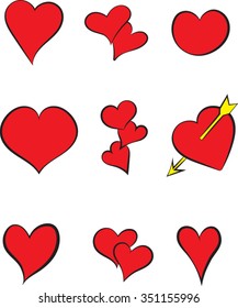 Cartoon Hearts - Vector Illustration