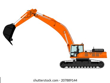 Cartoon heavy excavator on tracks. Vector 