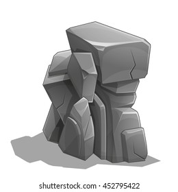 Cartoon heavy rocks in isometric style. Vector illustration.