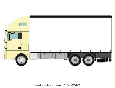 Cartoon heavy truck on white background. Vector 