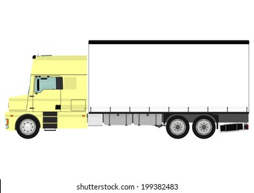 Cartoon heavy truck on white background. Vector 