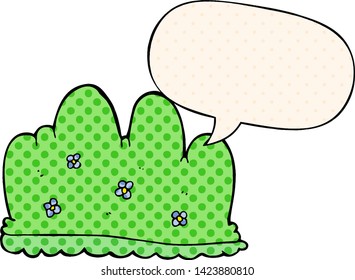 cartoon hedge with speech bubble in comic book style